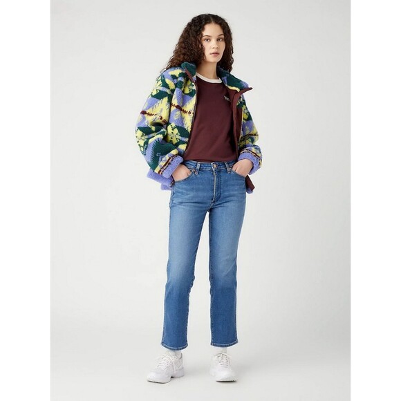 Wrangler Womens Sherpa Jacket Southwestern Print Full Zip Fleece Purple Yellow - Picture 11 of 16